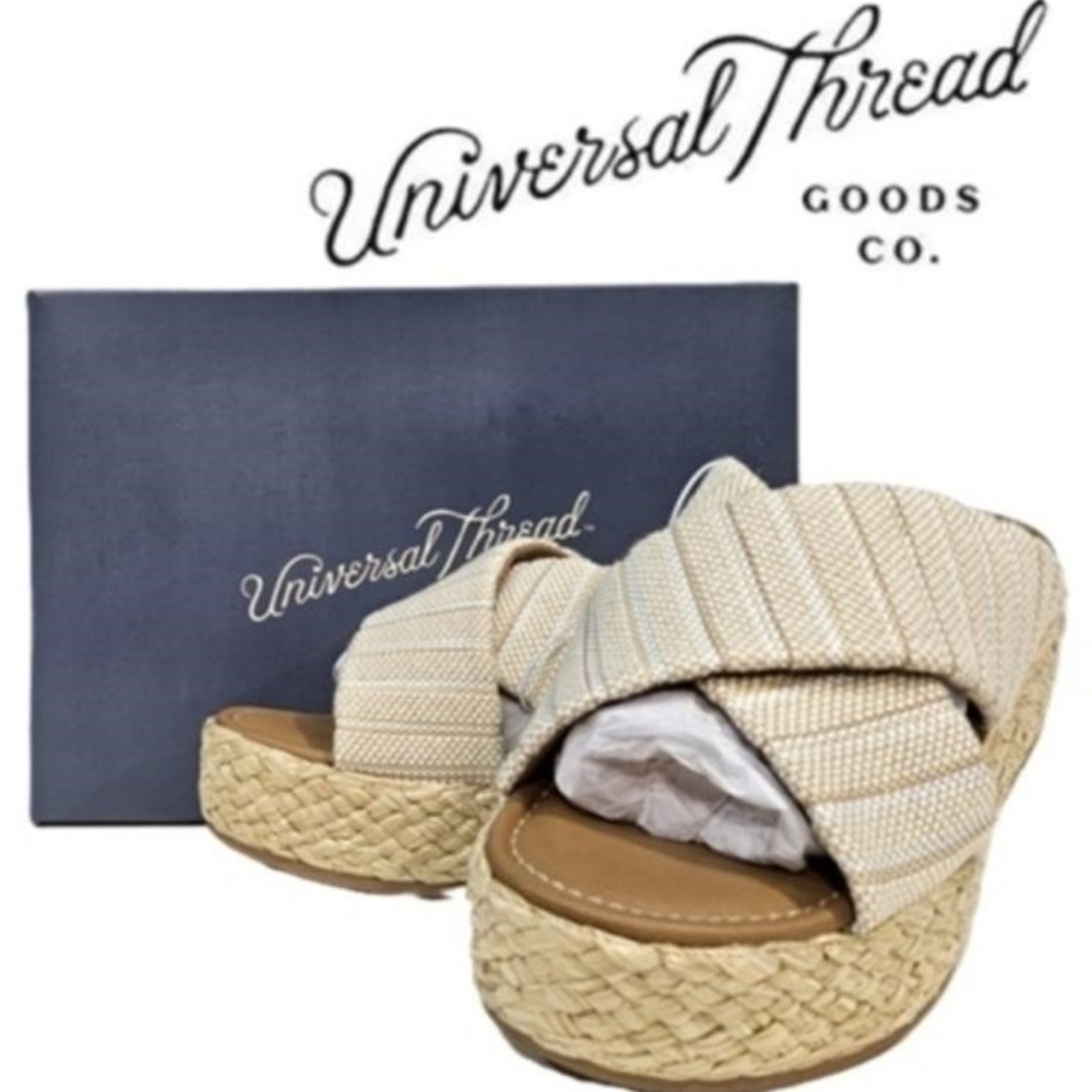 Universal Thread Cream Woven Platform Sandals